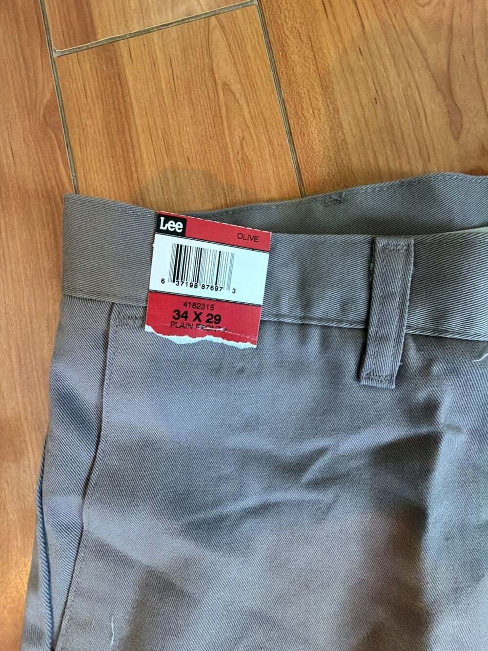 Lee Plain Front Chino Pants Olive 34x29 - Picture 2 of 4